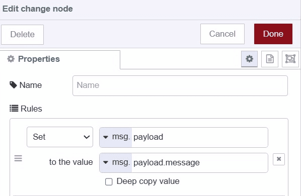 Normalizing the payload using change node "Normalizing the payload using change node"